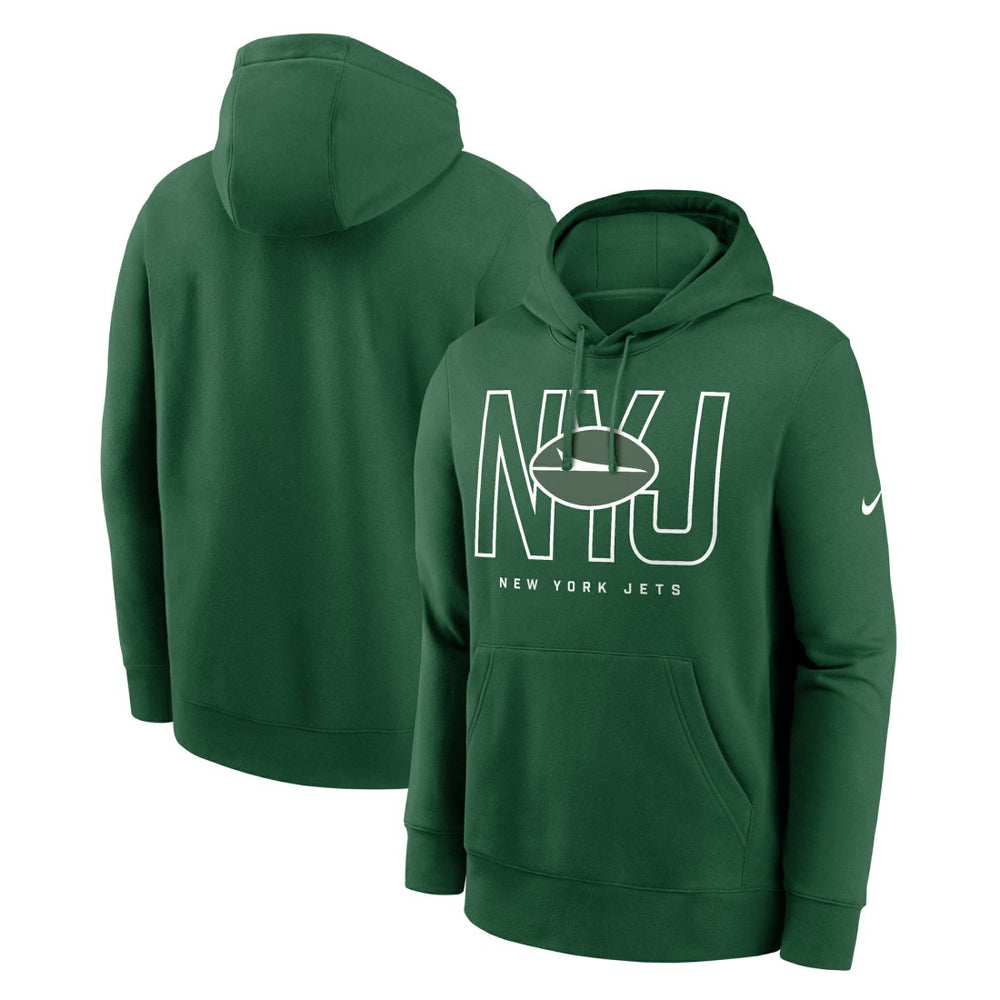 Nike New York Jets Busted Play Club Fleece Pullover Hoodie Green