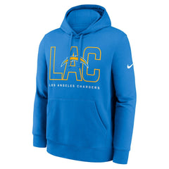 Nike Los Angeles Chargers Busted Play Club Fleece Pullover Hoodie Powder Blue