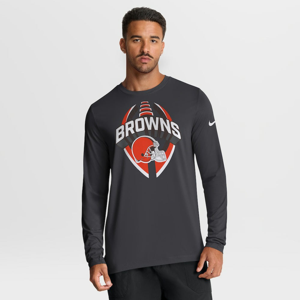 Nike Cleveland Browns Primetime Legend Icon Performance Long Sleeve T-Shirt Anthracite
