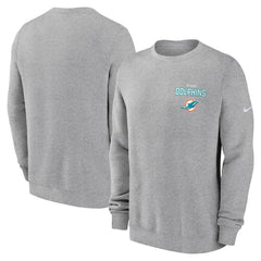 Nike Miami Dolphins Primetime Club Fleece Pullover Sweatshirt Heather Gray