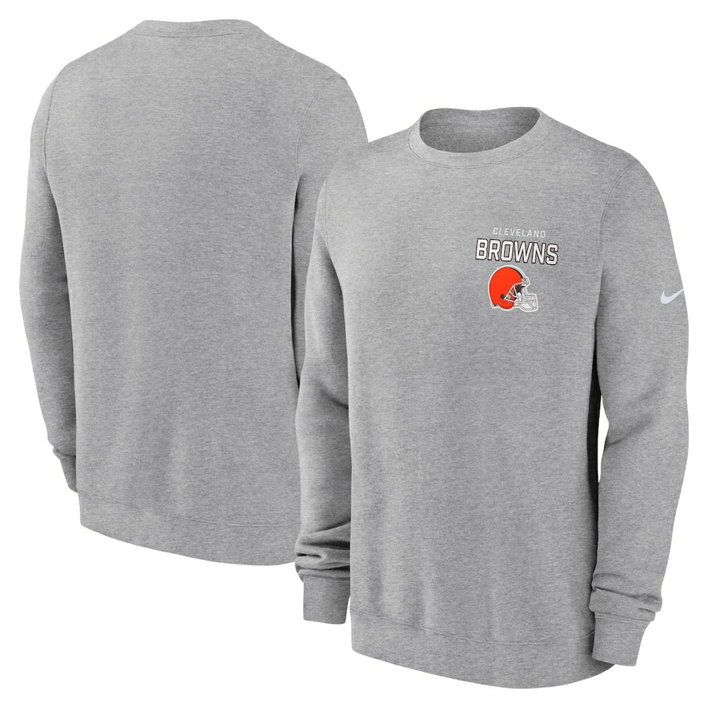 Nike Cleveland Browns Primetime Club Fleece Pullover Sweatshirt Heather Gray