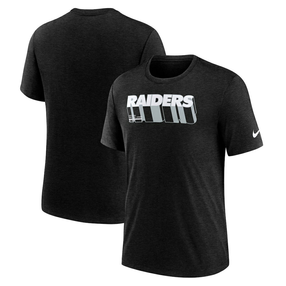 Nike Las Vegas Raiders Long Pass Tri-Blend T-Shirt Heather Black