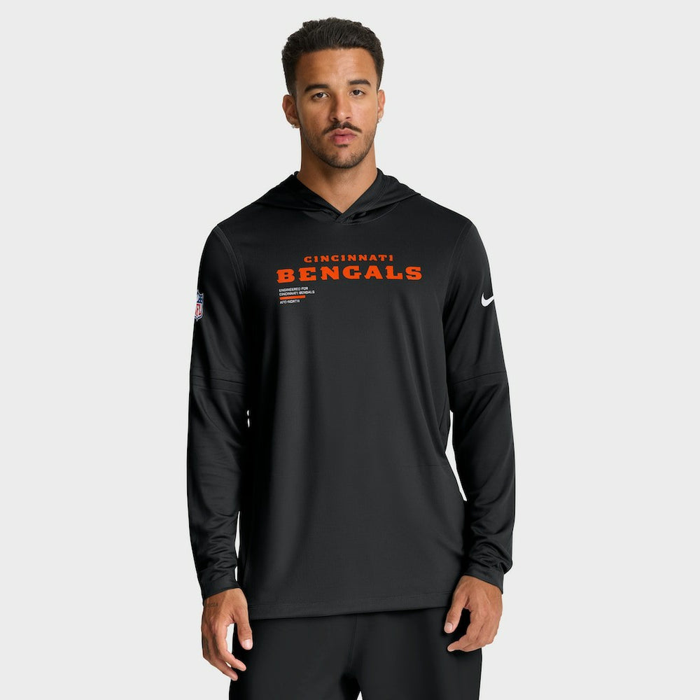 Nike Cincinnati Bengals Big & Tall Sideline Dri-FIT Long Sleeve Hoodie T-Shirt Black