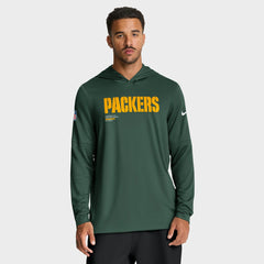 Nike Green Bay Packers Big & Tall Sideline Dri-FIT Long Sleeve Hoodie T-Shirt Green