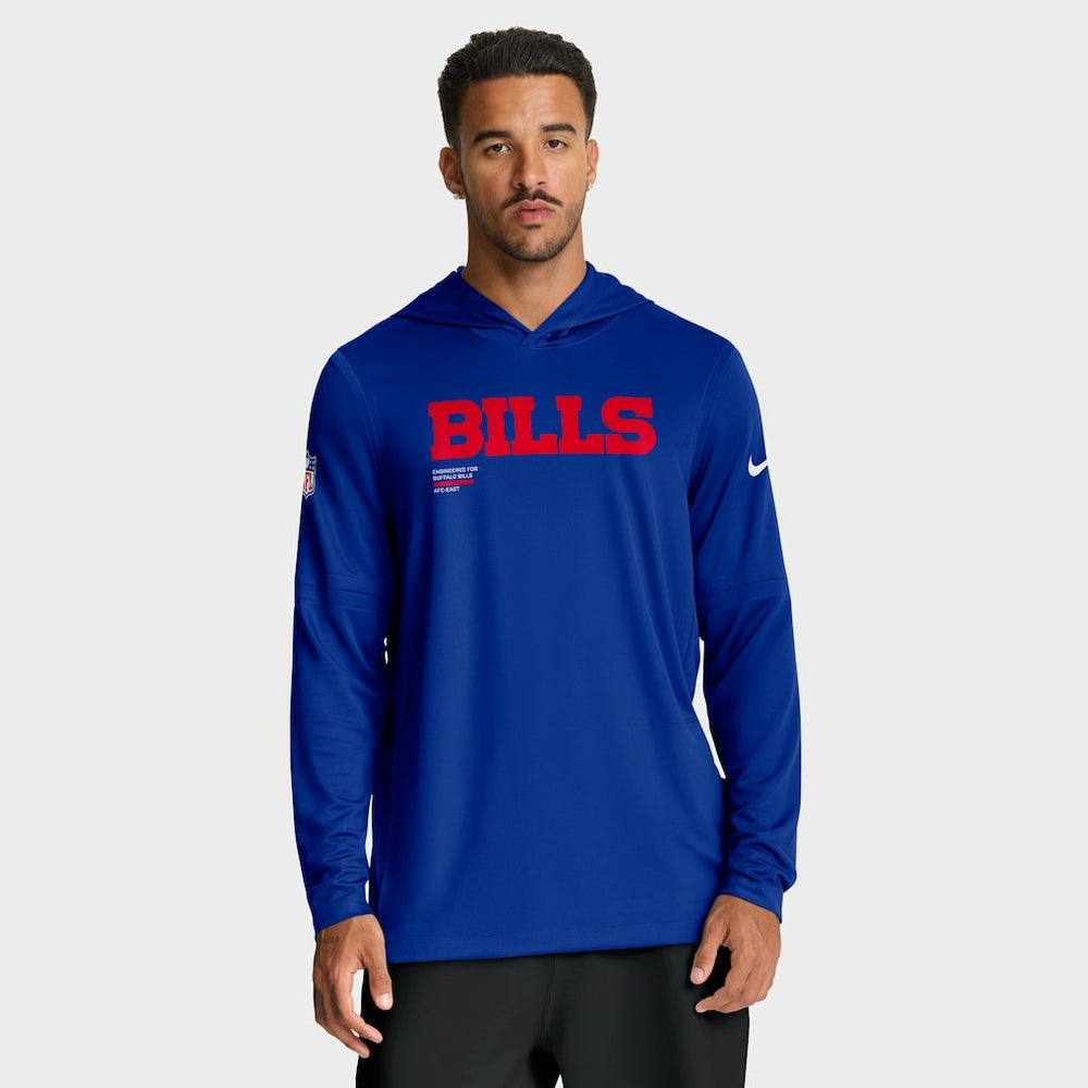 Nike Buffalo Bills Big & Tall Sideline Dri-FIT Long Sleeve Hoodie T-Shirt Royal