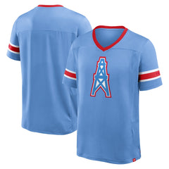 Fanatics Tennessee Titans Oilers Throwback Hometown Premium Hashmark V-Neck T-Shirt Light Blue