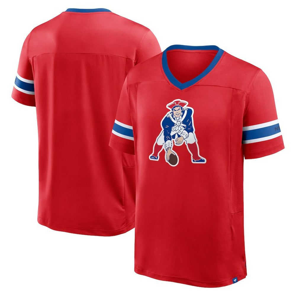 Fanatics New England Patriots Hometown Premium Hashmark V-Neck T-Shirt Red