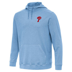 Philadelphia Phillies Antigua Cloud Pullover Hoodie - Heather Powder Blue - MLB Discount