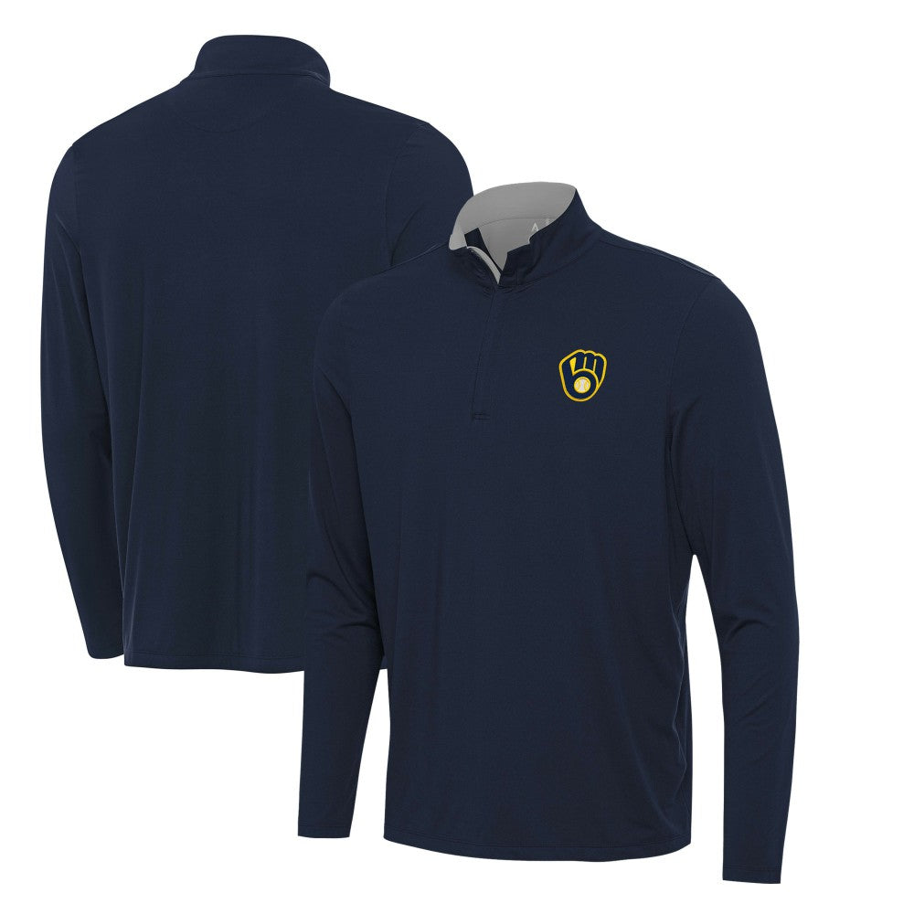Milwaukee Brewers Antigua Content Quarter-Zip Top - Navy - MLB on Sale