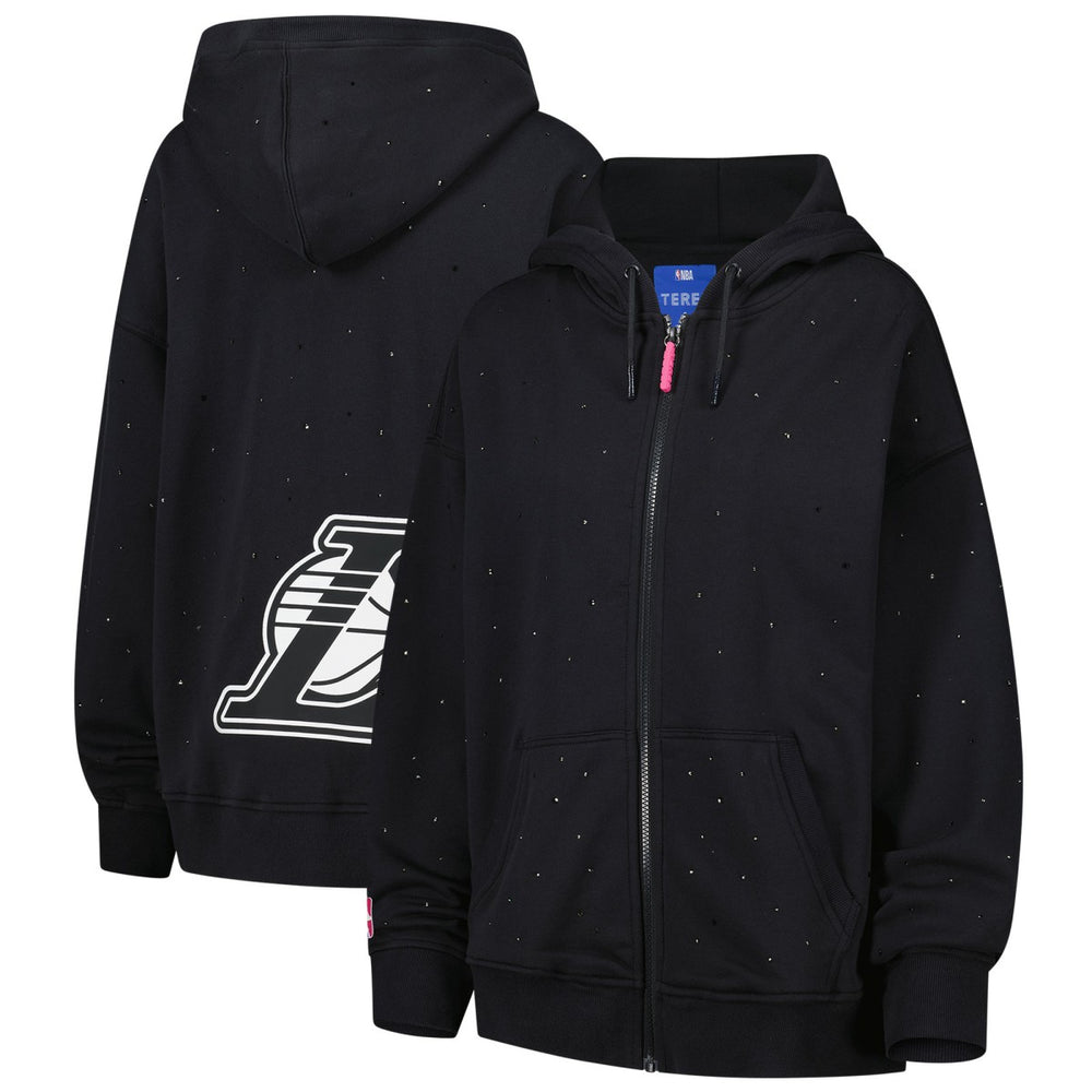 Los Angeles Lakers Terez Women's Oversized Allover Gemstone Full-Zip Hoodie Black