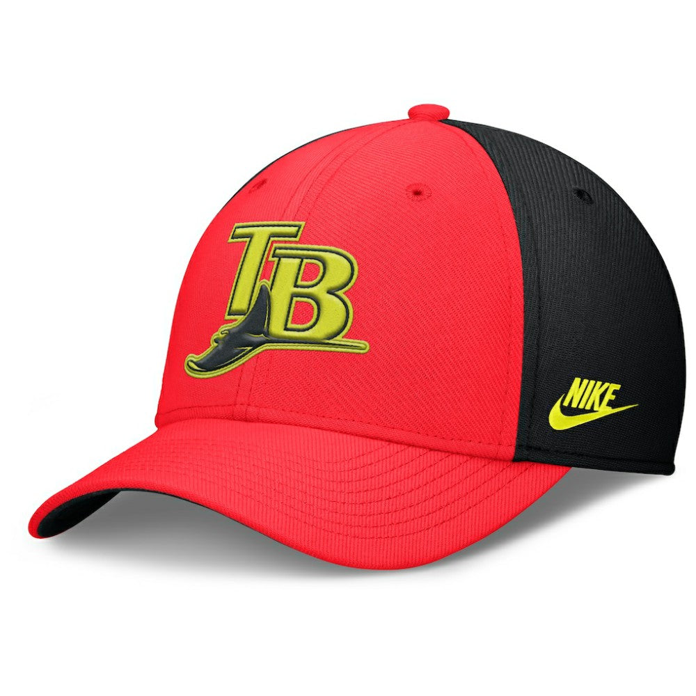 Tampa Bay Rays Nike Neon 90s Rise SwooshFlex Hat - Crimson/Black - Nike on Sale