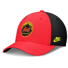 New York Mets Nike Neon 90s Rise SwooshFlex Hat - Crimson/Black - Nike Online