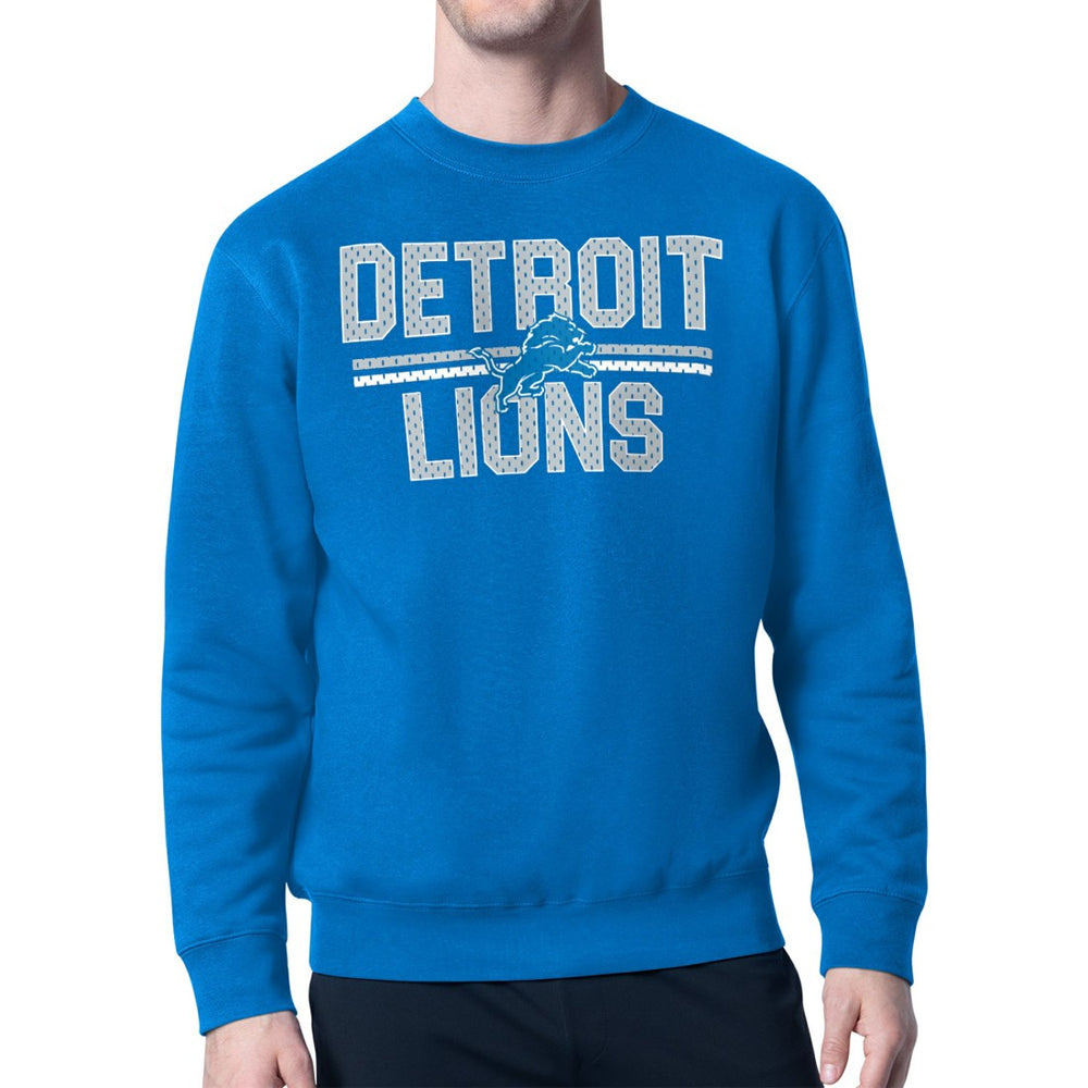 Detroit Lions Starter Mesh Look Retro Team Logo Pullover Sweatshirt Blue