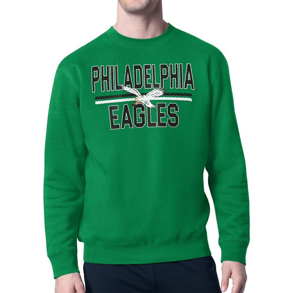 Philadelphia Eagles Starter Mesh Look Retro Logo Pullover Sweatshirt Kelly Green