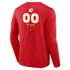 Calgary Flames Personalized Name & Number Midfielder Long Sleeve T-Shirt - Red - NHL 202441142