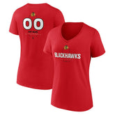 Chicago Blackhawks Women's Personalized Name & Number Midfielder V-Neck T-Shirt - Red - NHL 202441156
