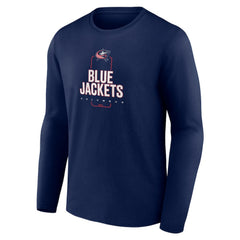 Columbus Blue Jackets Personalized Name & Number Midfielder Long Sleeve T-Shirt - Navy - NHL 202441162