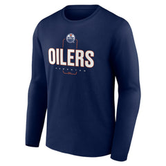 Edmonton Oilers Personalized Name & Number Midfielder Long Sleeve T-Shirt - Navy - NHL 202441171