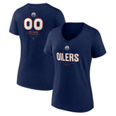 Edmonton Oilers Women's Personalized Name & Number Midfielder V-Neck T-Shirt - Navy - NHL 202441175