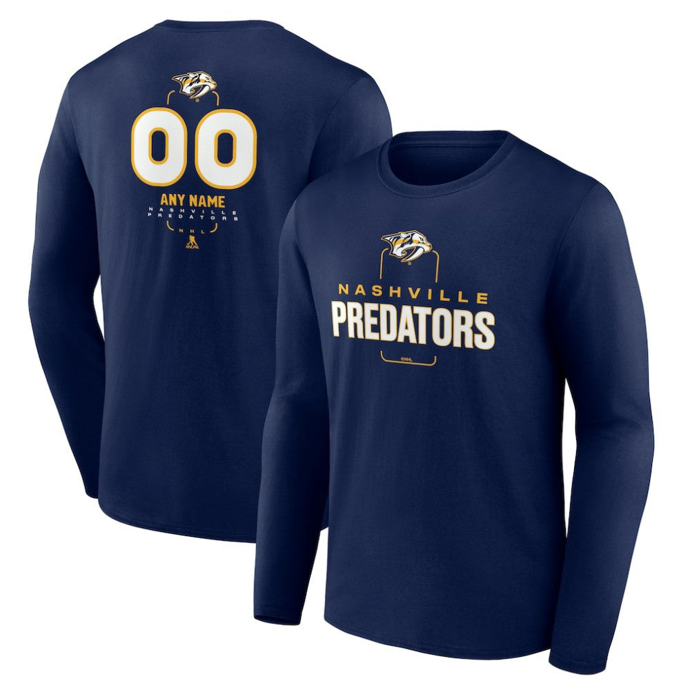 Nashville Predators Personalized Name & Number Midfielder Long Sleeve T-Shirt - Navy - NHL 202441186