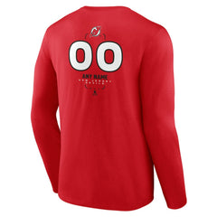 New Jersey Devils Personalized Name & Number Midfielder Long Sleeve T-Shirt - Red - NHL 202441191