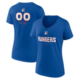 New York Rangers Women's Personalized Name & Number Midfielder V-Neck T-Shirt - Blue - NHL 202441205