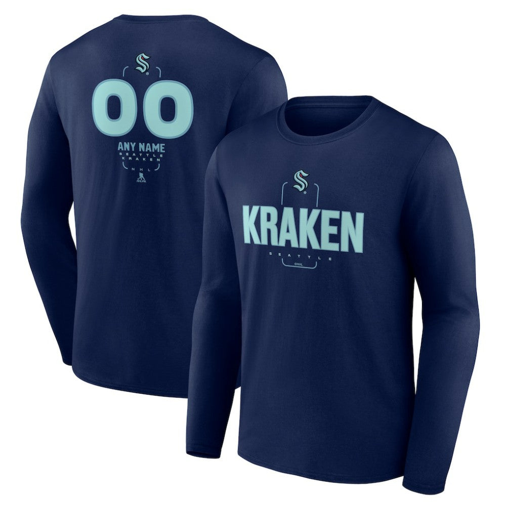 Seattle Kraken Personalized Name & Number Midfielder Long Sleeve T-Shirt - Deep Sea Blue - NHL 202441211