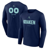 Seattle Kraken Personalized Name & Number Midfielder Long Sleeve T-Shirt - Deep Sea Blue - NHL 202441211