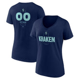Seattle Kraken Women's Personalized Name & Number Midfielder V-Neck T-Shirt - Deep Sea Blue - NHL 202441215