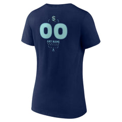 Seattle Kraken Women's Personalized Name & Number Midfielder V-Neck T-Shirt - Deep Sea Blue - NHL 202441215