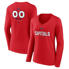 Washington Capitals Women's Personalized Name & Number Midfielder Long Sleeve V-Neck T-Shirt - Red - NHL 202441224