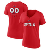 Washington Capitals Women's Personalized Name & Number Midfielder V-Neck T-Shirt - Red - NHL 202441225