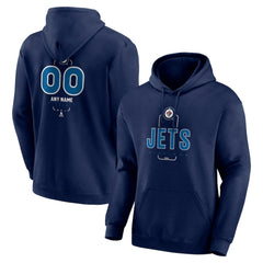 Winnipeg Jets Personalized Name & Number Midfielder Pullover Hoodie - Navy - NHL 202441227