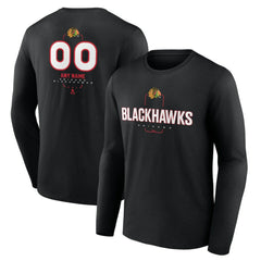Chicago Blackhawks Personalized Name & Number Midfielder Long Sleeve T-Shirt - Black - NHL 202441345
