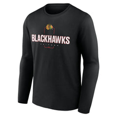Chicago Blackhawks Personalized Name & Number Midfielder Long Sleeve T-Shirt - Black - NHL 202441345