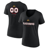 Chicago Blackhawks Women's Personalized Name & Number Midfielder V-Neck T-Shirt - Black - NHL 202441349