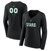 Dallas Stars Women's Personalized Name & Number Midfielder Long Sleeve V-Neck T-Shirt - Black - NHL 202441353