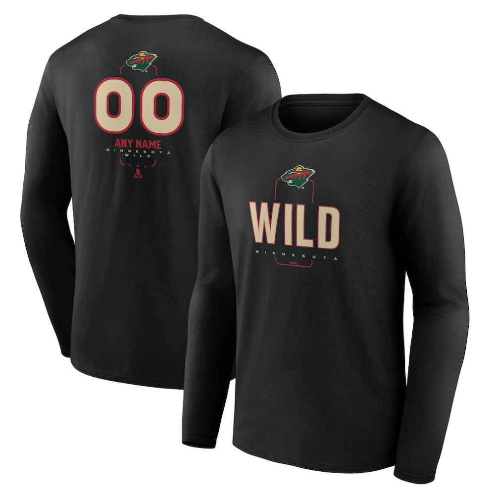 Minnesota Wild Personalized Name & Number Midfielder Long Sleeve T-Shirt - Black - NHL 202441355