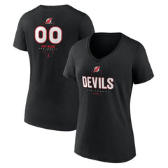 New Jersey Devils Women's Personalized Name & Number Midfielder V-Neck T-Shirt - Black - NHL 202441364