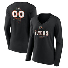 Philadelphia Flyers Women's Personalized Name & Number Midfielder Long Sleeve V-Neck T-Shirt - Black - NHL 202441373