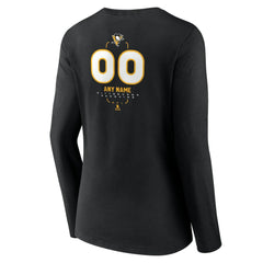Pittsburgh Penguins Women's Personalized Name & Number Midfielder Long Sleeve V-Neck T-Shirt - Black - NHL 202441378