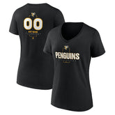Pittsburgh Penguins Women's Personalized Name & Number Midfielder V-Neck T-Shirt - Black - NHL 202441379