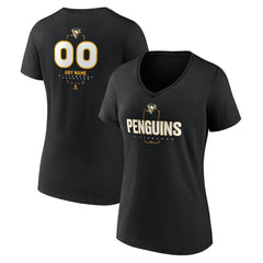 Pittsburgh Penguins Women's Personalized Name & Number Midfielder V-Neck T-Shirt - Black - NHL 202441379