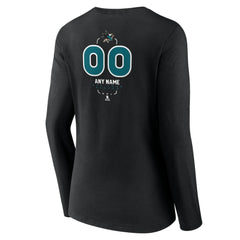 San Jose Sharks Women's Personalized Name & Number Midfielder Long Sleeve V-Neck T-Shirt - Black - NHL 202441383
