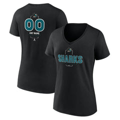 San Jose Sharks Women's Personalized Name & Number Midfielder V-Neck T-Shirt - Black - NHL 202441384