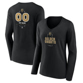 Vegas Golden Knights Women's Personalized Name & Number Midfielder Long Sleeve V-Neck T-Shirt - Black - NHL 202441388