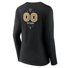 Vegas Golden Knights Women's Personalized Name & Number Midfielder Long Sleeve V-Neck T-Shirt - Black - NHL 202441388