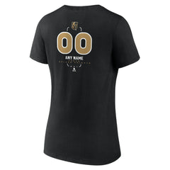 Vegas Golden Knights Women's Personalized Name & Number Midfielder V-Neck T-Shirt - Black - NHL 202441389