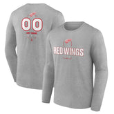 Detroit Red Wings Personalized Name & Number Midfielder Long Sleeve T-Shirt - Gray - NHL 202447068