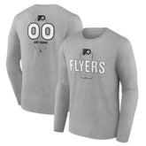 Philadelphia Flyers Personalized Name & Number Midfielder Long Sleeve T-Shirt - Gray - NHL 202447073